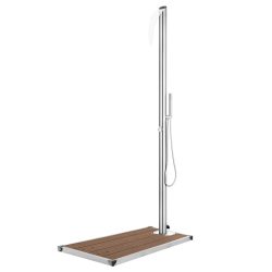 vidaXL Hagedusj med brunt dusjbrett 225 cm rustfritt stål