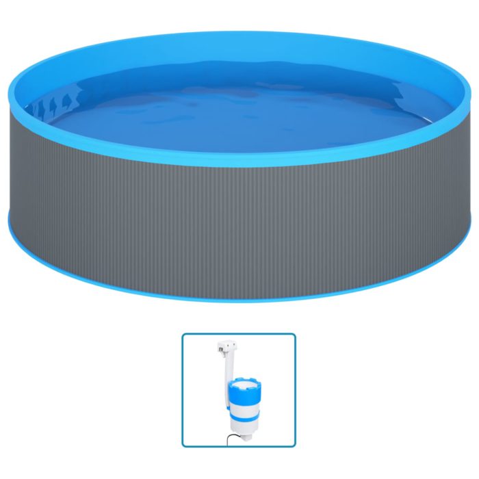 vidaXL Plaskebasseng med overflaterenser og pumpe 350×90 cm grå