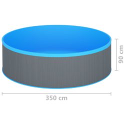 vidaXL Plaskebasseng med overflaterenser og pumpe 350×90 cm grå