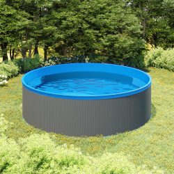 vidaXL Plaskebasseng med overflaterenser og pumpe 350×90 cm grå