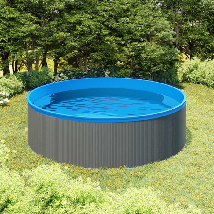 vidaXL Plaskebasseng med overflaterenser og pumpe 350×90 cm grå