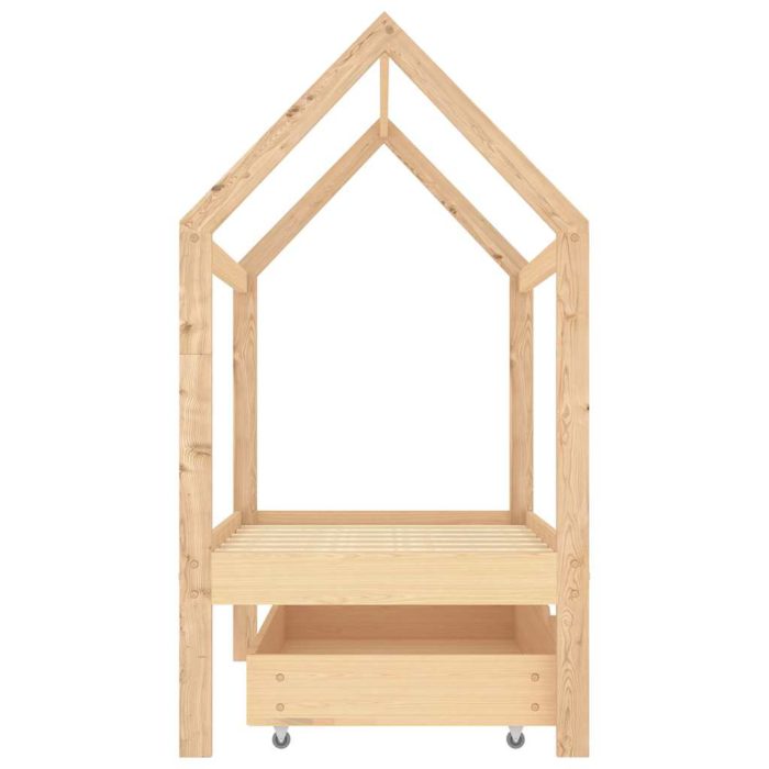 vidaXL Ramme for barneseng med skuff heltre furu 70×140 cm