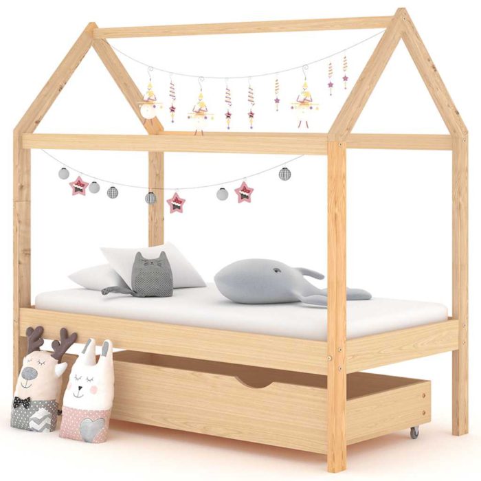 vidaXL Ramme for barneseng med skuff heltre furu 70×140 cm