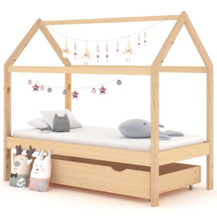 vidaXL Ramme for barneseng med skuff heltre furu 80×160 cm
