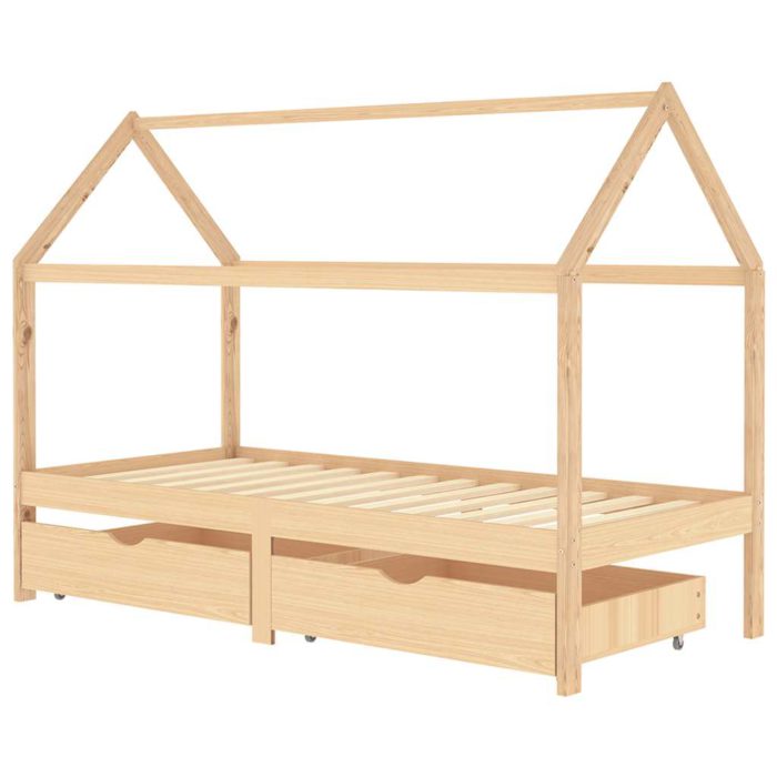 vidaXL Sengeramme for barn med skuffer heltre furu 90×200 cm