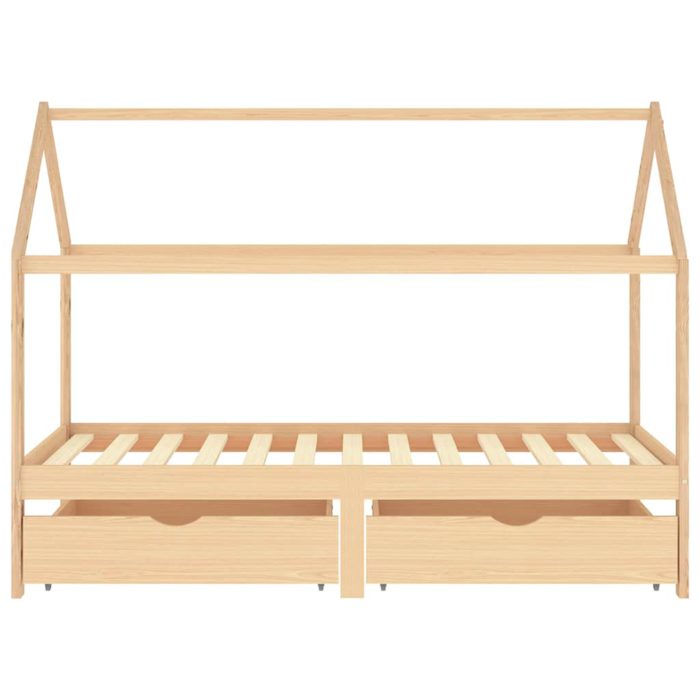 vidaXL Sengeramme for barn med skuffer heltre furu 90×200 cm