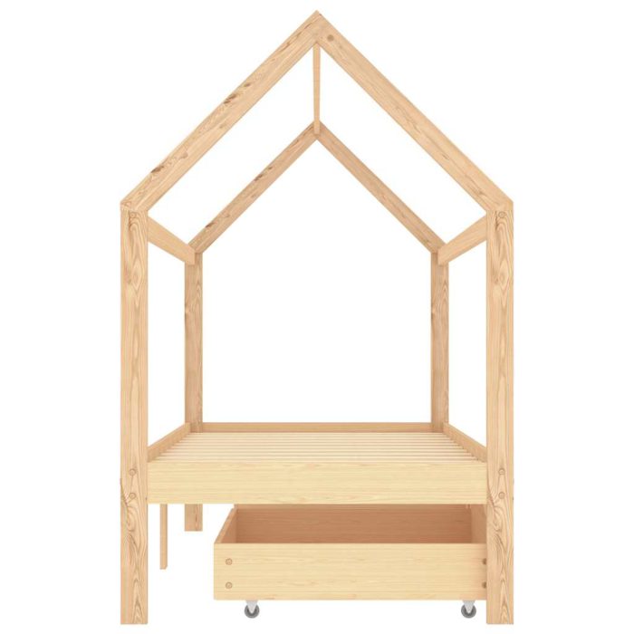 vidaXL Sengeramme for barn med skuffer heltre furu 90×200 cm