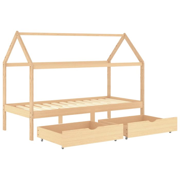 vidaXL Sengeramme for barn med skuffer heltre furu 90×200 cm