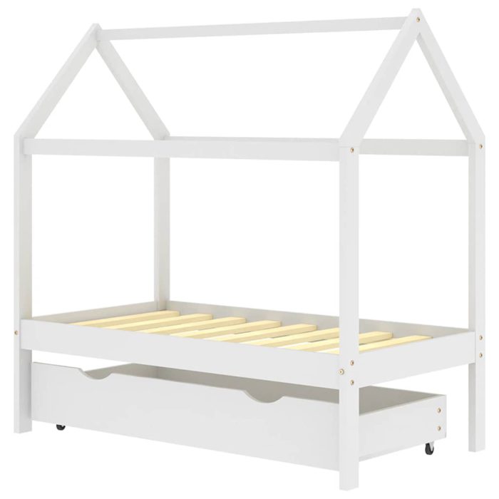 vidaXL Ramme for barneseng med skuff hvit heltre furu 70×140 cm