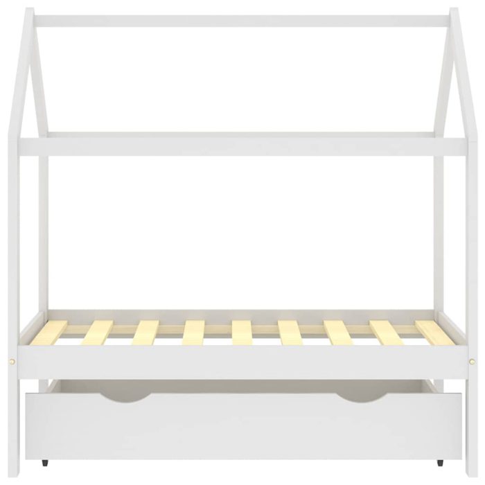 vidaXL Ramme for barneseng med skuff hvit heltre furu 70×140 cm
