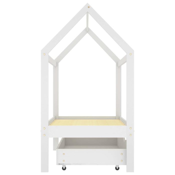 vidaXL Ramme for barneseng med skuff hvit heltre furu 70×140 cm