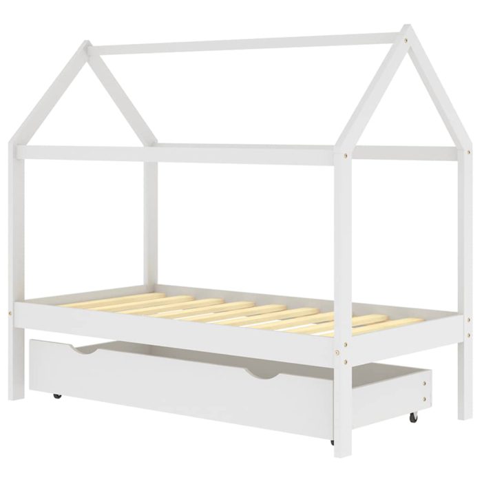 vidaXL Ramme for barneseng med skuff heltre furu hvit 80×160 cm