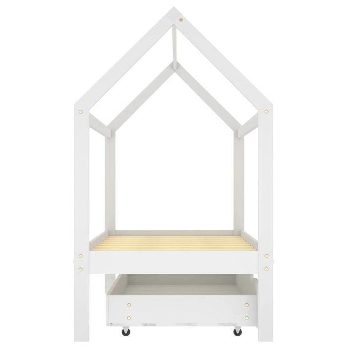 vidaXL Ramme for barneseng med skuff heltre furu hvit 80×160 cm