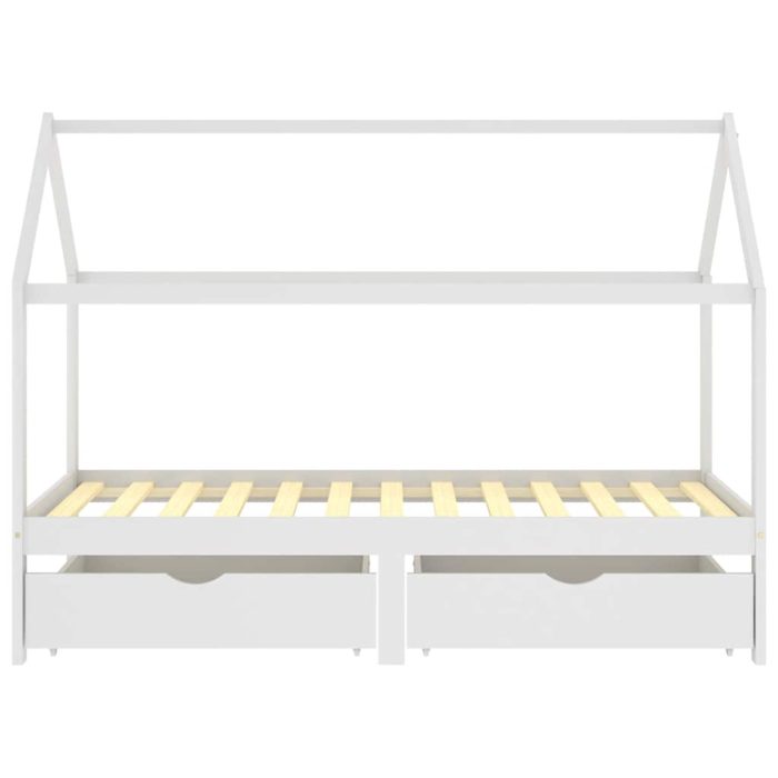 vidaXL Ramme for barneseng med skuffer hvit heltre furu 90×200 cm