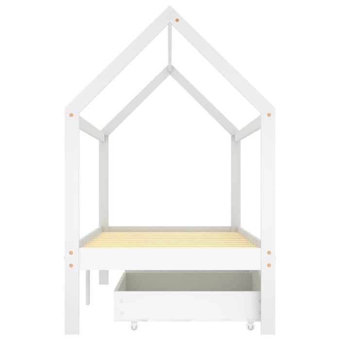 vidaXL Ramme for barneseng med skuffer hvit heltre furu 90×200 cm