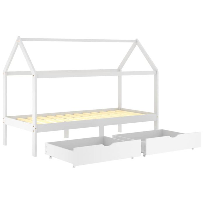 vidaXL Ramme for barneseng med skuffer hvit heltre furu 90×200 cm