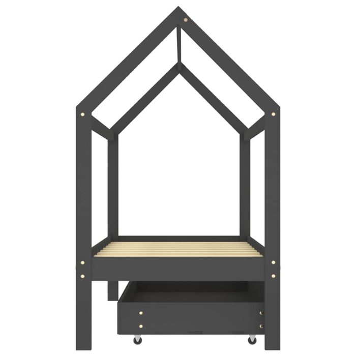 vidaXL Sengeramme for barn med skuff heltre furu 80×160 cm mørkegrå