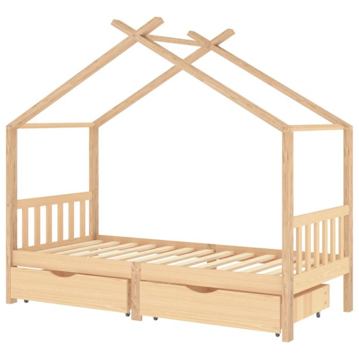 vidaXL Sengeramme for barn med skuffer heltre furu 90×200 cm