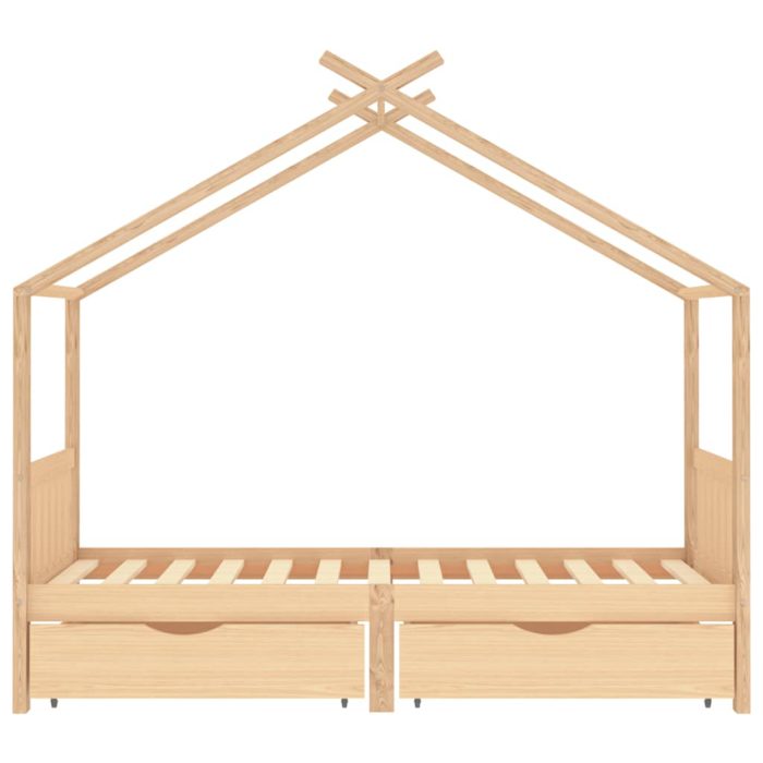 vidaXL Sengeramme for barn med skuffer heltre furu 90×200 cm