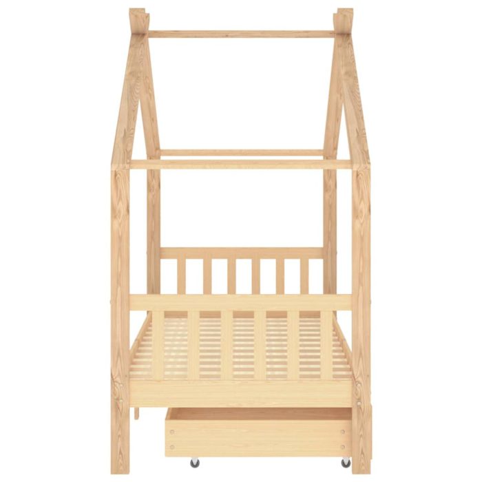 vidaXL Sengeramme for barn med skuffer heltre furu 90×200 cm
