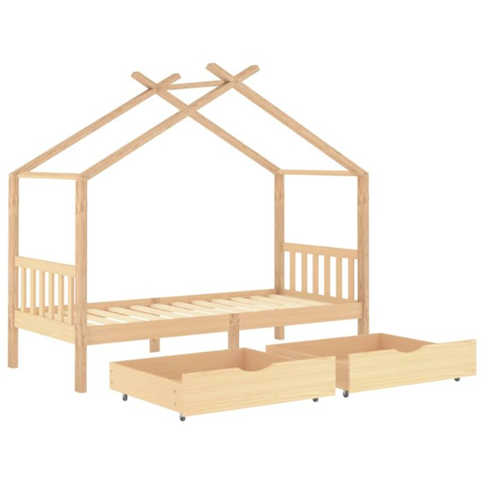 vidaXL Sengeramme for barn med skuffer heltre furu 90×200 cm