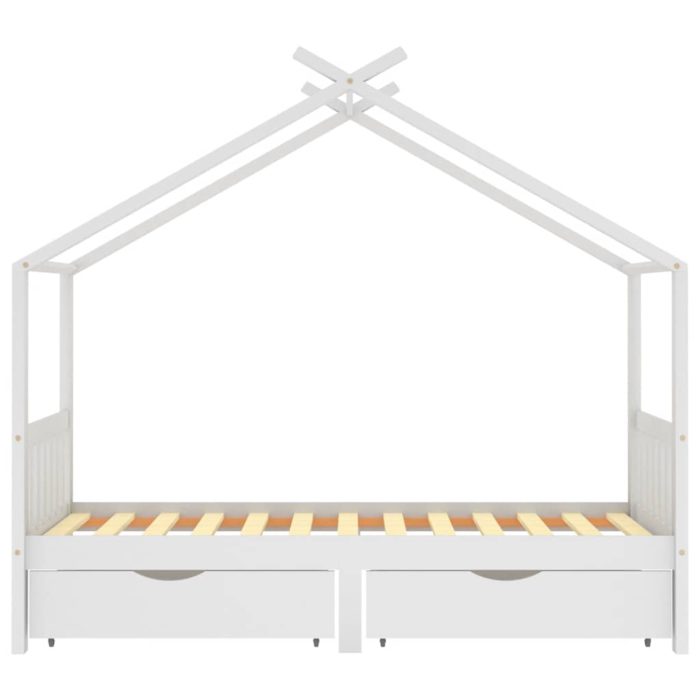 vidaXL Ramme for barneseng med skuffer hvit heltre furu 90×200 cm