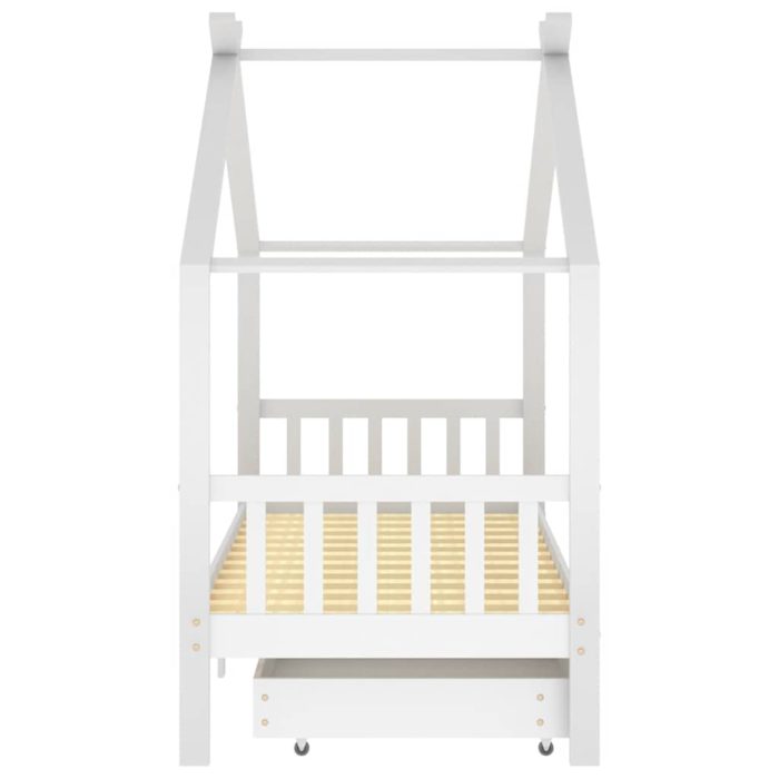 vidaXL Ramme for barneseng med skuffer hvit heltre furu 90×200 cm