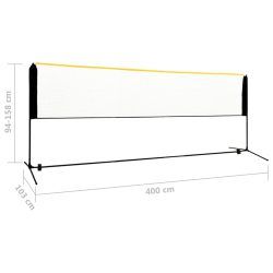 vidaXL Justerbart badmintonnett 400x103x94-158 cm metall