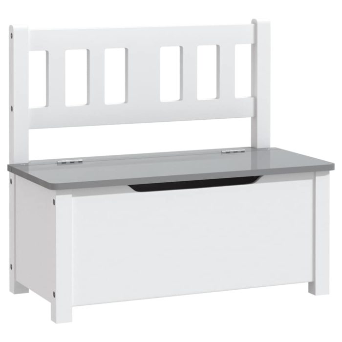 vidaXL Oppbevaringsbenk for barn hvit og grå 60x30x55 cm MDF