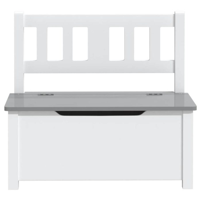 vidaXL Oppbevaringsbenk for barn hvit og grå 60x30x55 cm MDF