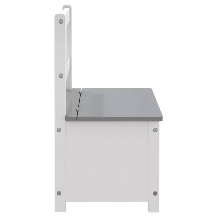 vidaXL Oppbevaringsbenk for barn hvit og grå 60x30x55 cm MDF