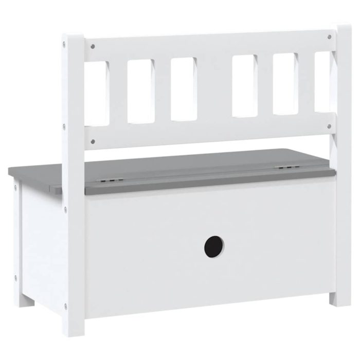 vidaXL Oppbevaringsbenk for barn hvit og grå 60x30x55 cm MDF