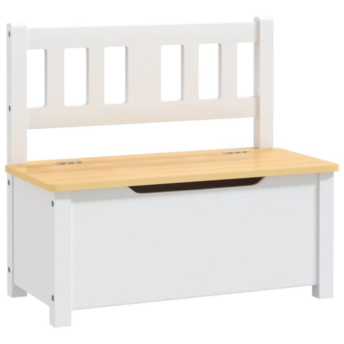 vidaXL Oppbevaringsbenk for barn hvit og beige 60x30x55 cm MDF