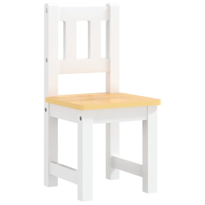 vidaXL Bord- og stolsett for barn 3 deler hvit og beige MDF