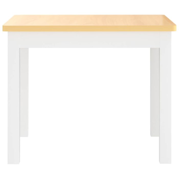 vidaXL Bord- og stolsett for barn 3 deler hvit og beige MDF