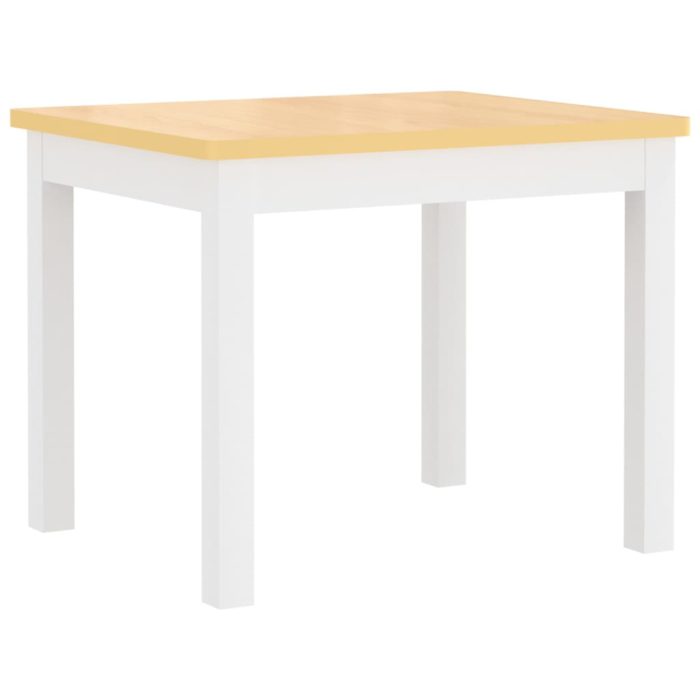 vidaXL Bord- og stolsett for barn 4 deler hvit og beige MDF