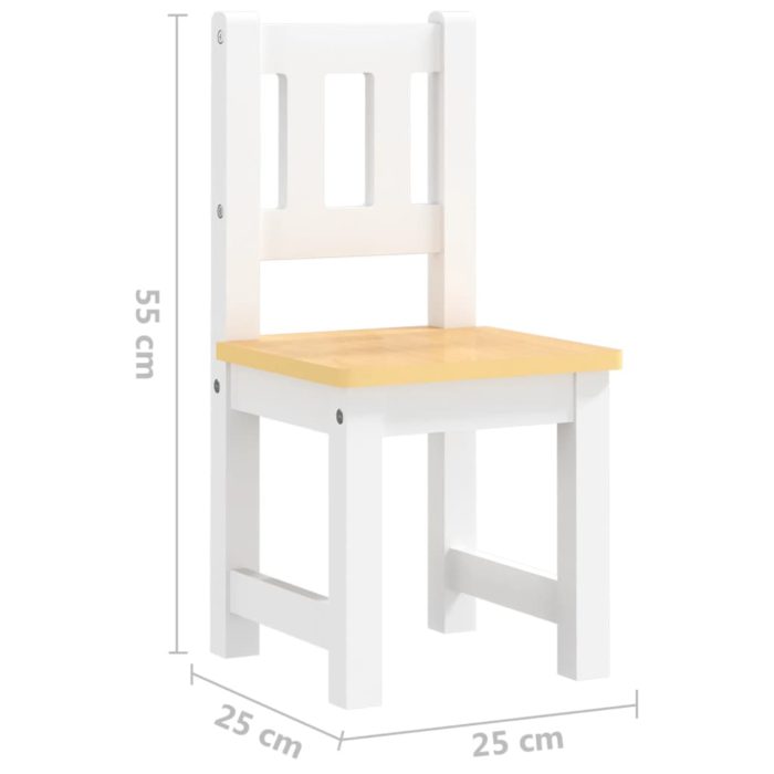 vidaXL Bord- og stolsett for barn 4 deler hvit og beige MDF