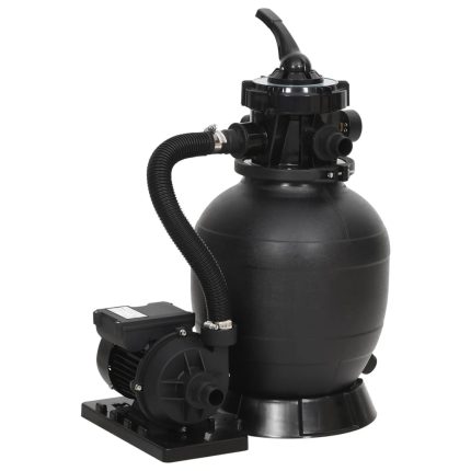 vidaXL Sandfilter for basseng med 6-veis ventil svart