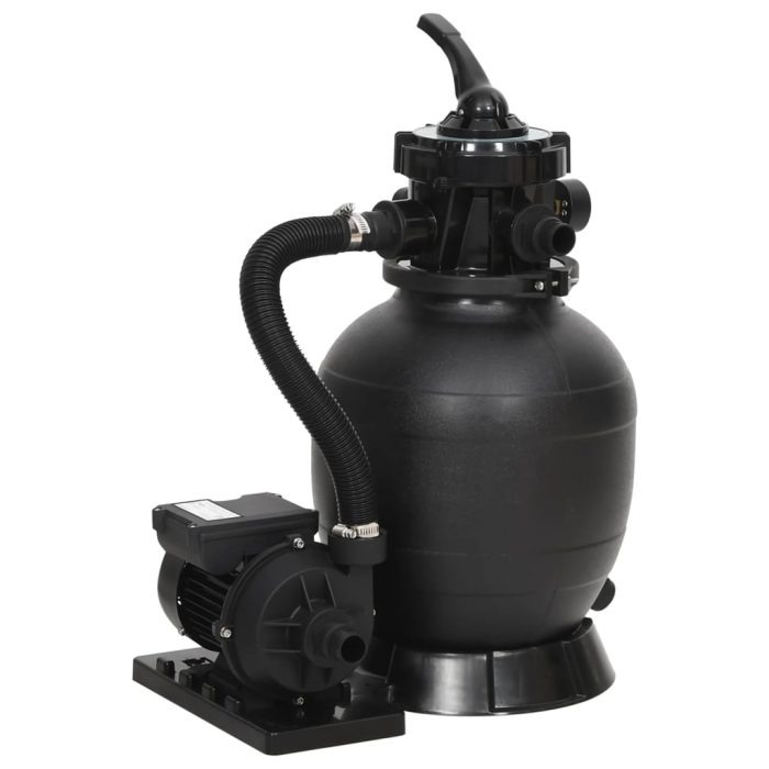 vidaXL Sandfilter for basseng med 6-veis ventil svart