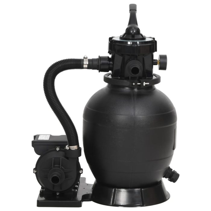 vidaXL Sandfilter for basseng med 6-veis ventil svart