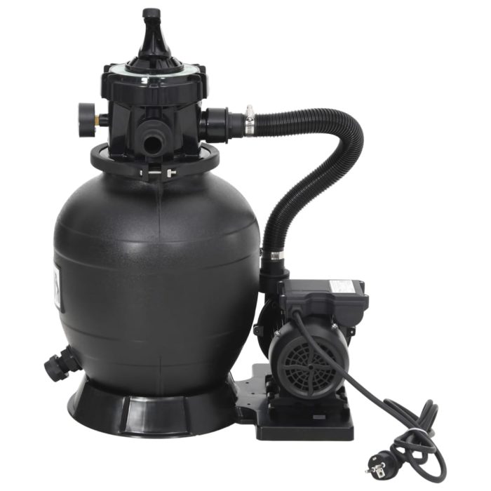 vidaXL Sandfilter for basseng med 6-veis ventil svart