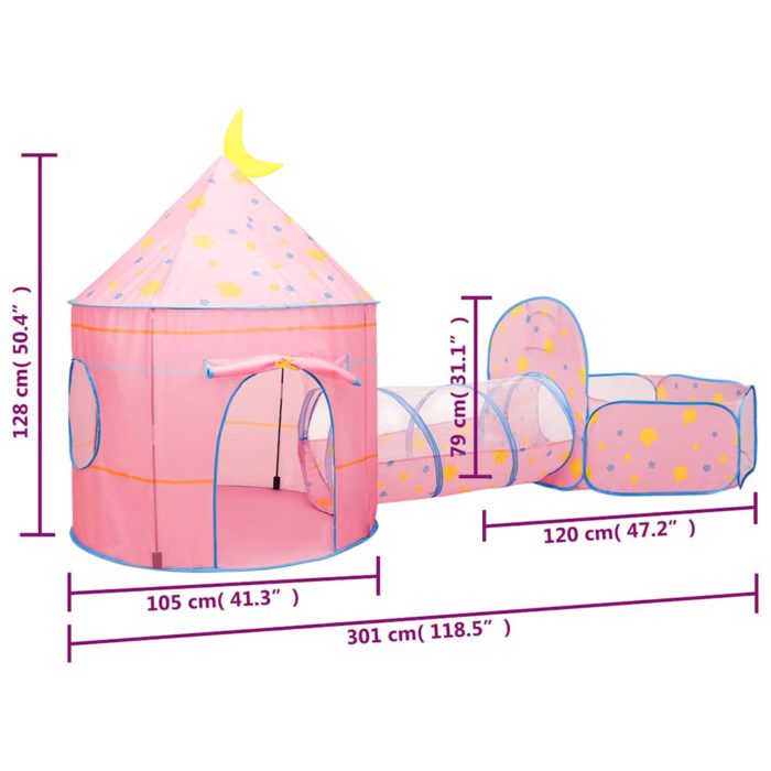 vidaXL Leketelt for barn rosa 301x120x128 cm