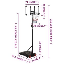 vidaXL Basketballplate gjennomsiktig 216-250 cm polykarbonat