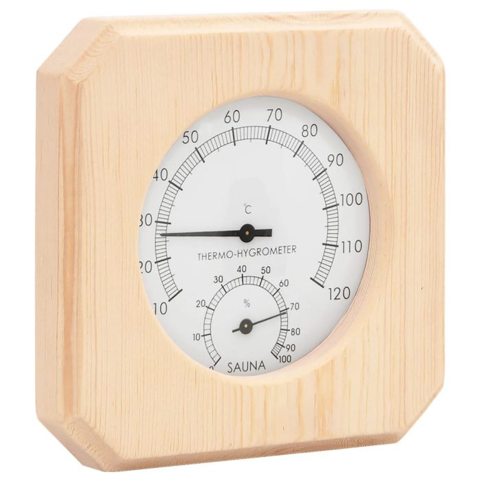 vidaXL 2-i-1 Hygrometer og timeglass til badstue heltre furu