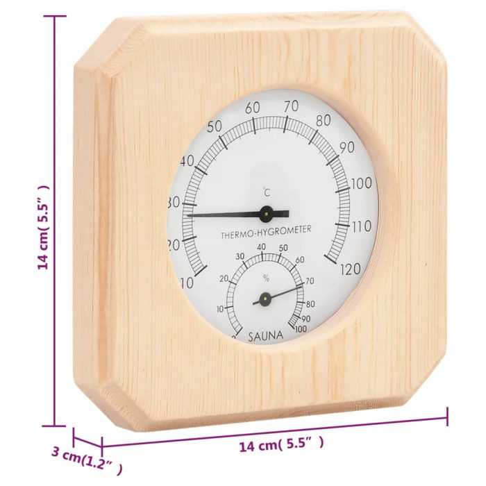 vidaXL 2-i-1 Hygrometer og timeglass til badstue heltre furu