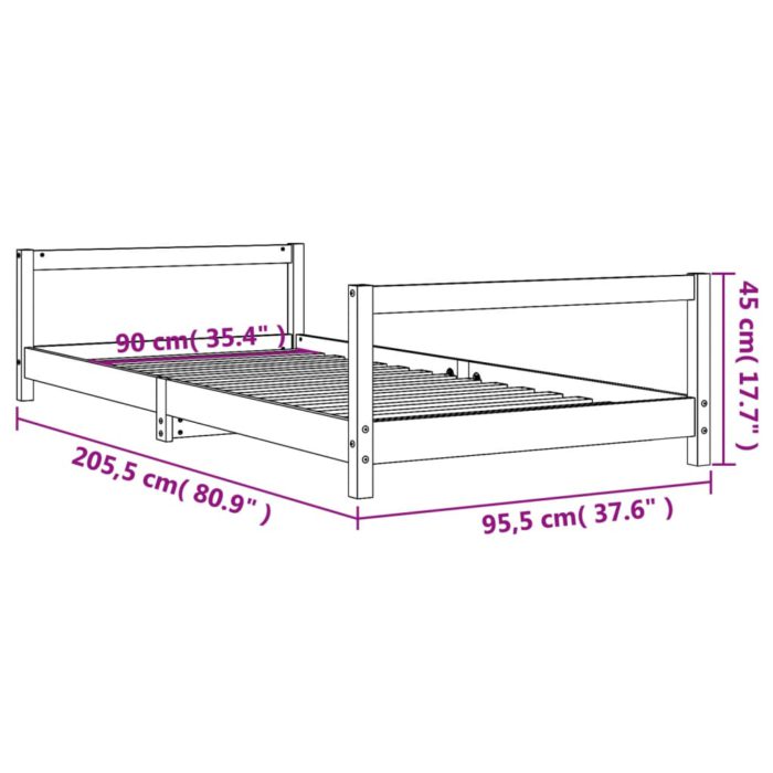 vidaXL Barnesengeramme 90×200 cm heltre furu