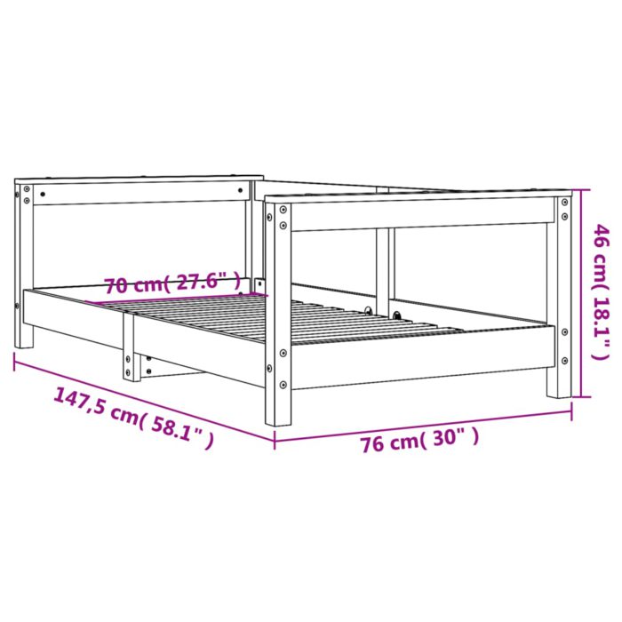 vidaXL Barnesengeramme 70×140 cm heltre furu