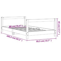 vidaXL Barnesengeramme hvit 80×160 cm heltre furu