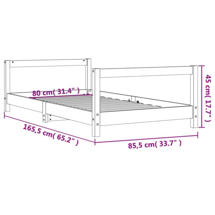 vidaXL Barnesengeramme hvit 80×160 cm heltre furu
