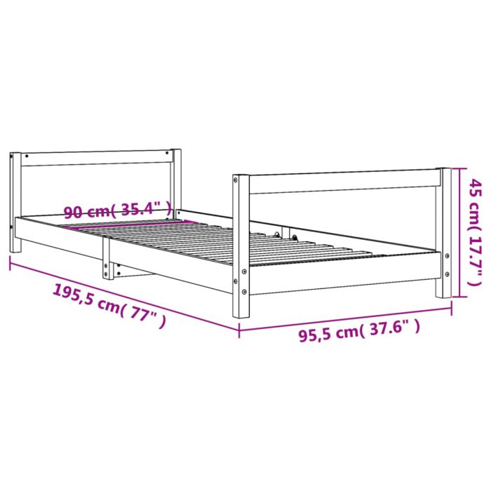 vidaXL Barnesengeramme hvit 90×190 cm heltre furu